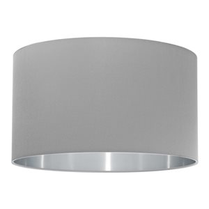 EGLO Policara 8.63-in x 15-in Grey and Silver Fabric Drum Lamp Shade
