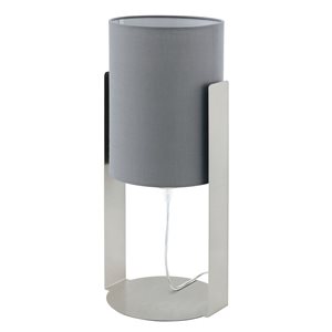 Lampe de table nickel mat avec abat-jour en tissu gris Siponto par EGLO de 15,75 po