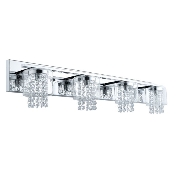 Luminaire pour meuble-lavabo en chrome et en cristal à 4 lumières Kissling par EGLO de 34,63 po