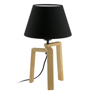 Lampe de table en bois avec abat-jour en tissu noir Chietino par EGLO de 17,38 po