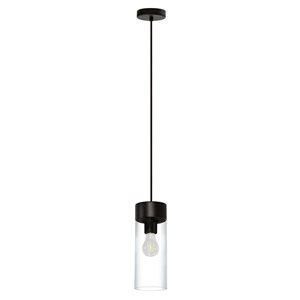 EGLO Montey 1-Light Matte Black Pendant Light with Clear Glass