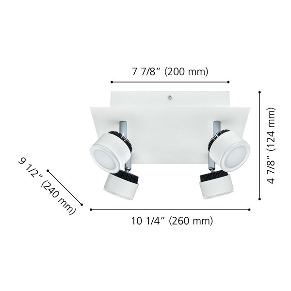 EGLO Armento 10.25-in 4-Light White LED Flush Mount Track Light