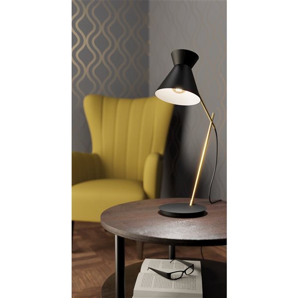 EGLO Amezaga 22.5-in Black and Brushed Brass Table Lamp