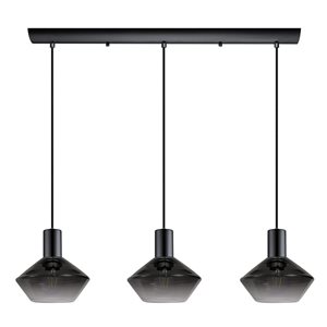 EGLO Ponzano 3-Light Black Chrome Pendant Light with Smoked Glass