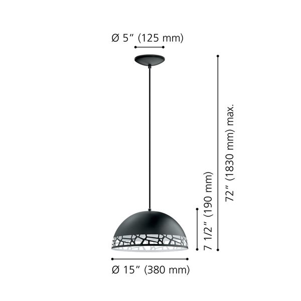 EGLO Savignano 15-in 1-Light Matte Black Pendant Light