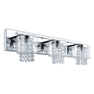 EGLO Kissling 25.25-in 3-Light Chrome and Crystal Vanity Light