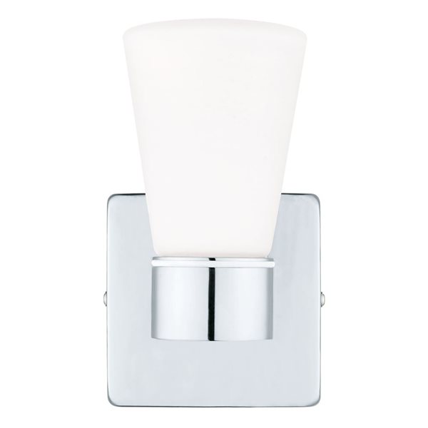 EGLO Cailin 1-Light Chrome Wall Light with White Glass Shade