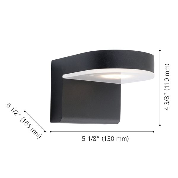 EGLO Jalon 4.38-in 1-Light Matte Black LED Outdoor Wall Light with Satin Glass Shade