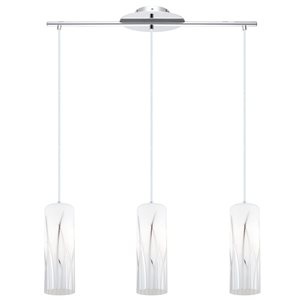 EGLO Rivato 3-Light Chrome Pendant Light with White and Chrome Glass