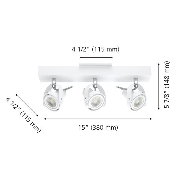 EGLO Novorio 1 15-in 3-Light White Track Light