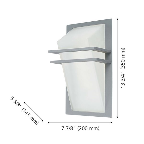 EGLO Park 13.75-in Silver 1-Light Silver Outdoor Wall Light with White Glass Shade