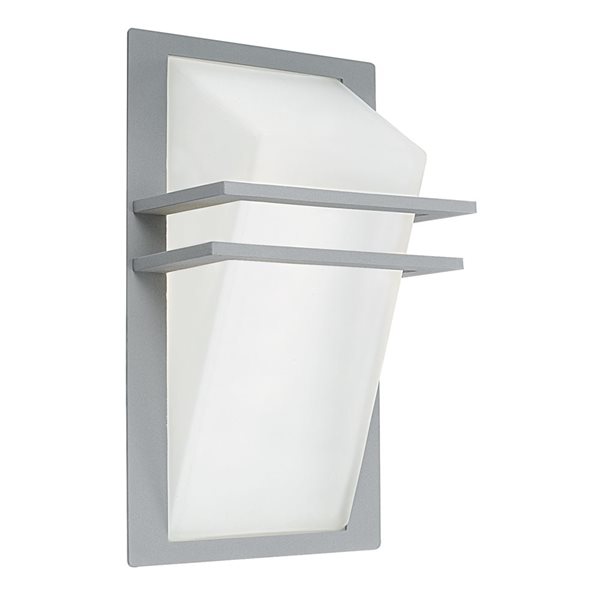 EGLO Park 13.75-in Silver 1-Light Silver Outdoor Wall Light with White Glass Shade