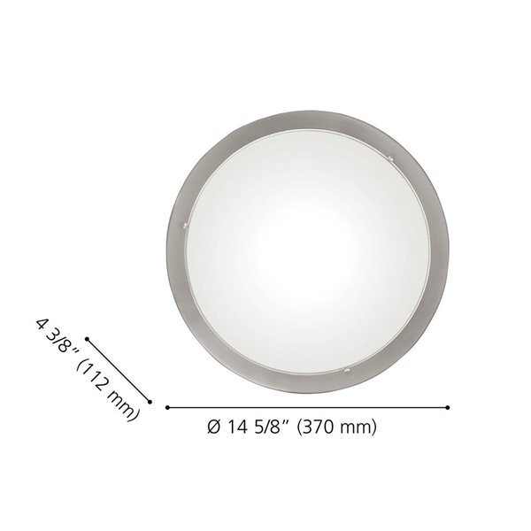 Plafonnier en nickel mat à 2 lumières avec verre satiné Planet par EGLO de 14,63 po