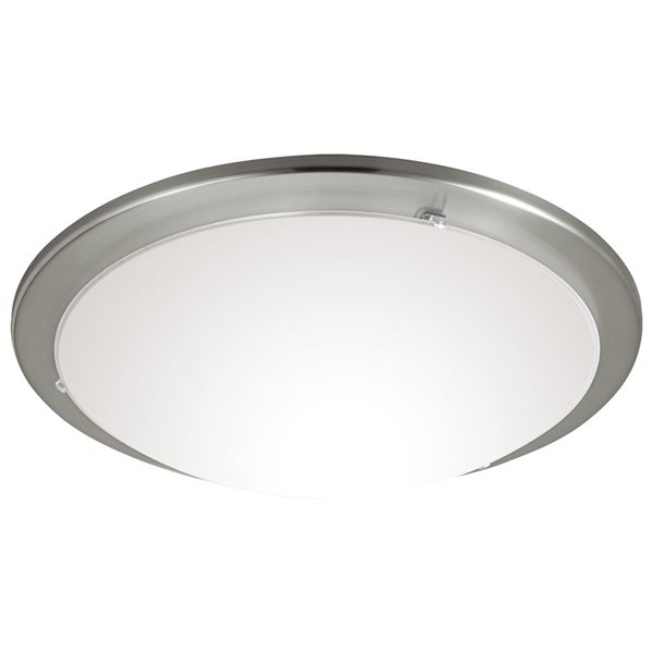 Plafonnier en nickel mat à 2 lumières avec verre satiné Planet par EGLO de 14,63 po