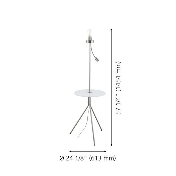 EGLO Policara 57.25-in Matte Nickel Standard Floor Lamp