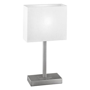 Lampe de table nickel mat avec abat-jour en tissu crème Pueblo 1 par EGLO de 18,88 po