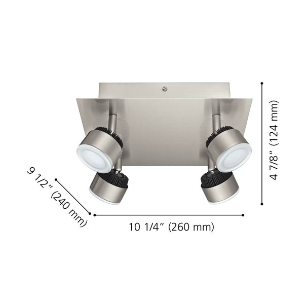 EGLO Armento 1 10.25-in 4-Light Matte Nickel LED Flush Mount Track Light