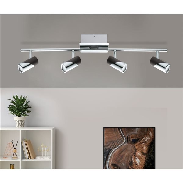 EGLO Bernedo 30.88-in 4-Light Black and Chrome LED Track Light