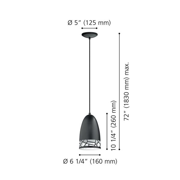 EGLO Savignano 6.25-in 1-Light Matte Black Pendant Light