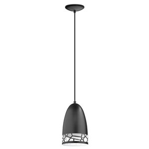 Luminaire suspendu à 1 lumière Savignano par EGLO de 6,25 po, noir mat