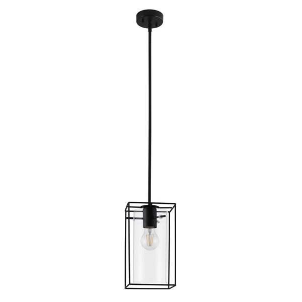 EGLO Loncino 1 1-Light Black Pendant Light with Clear Glass