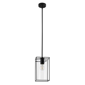 EGLO Loncino 1 1-Light Black Pendant Light with Clear Glass