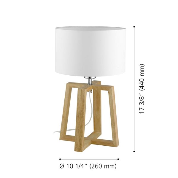 EGLO Chietino 1 17.38-in Wood Table Lamp with White Fabric Shade