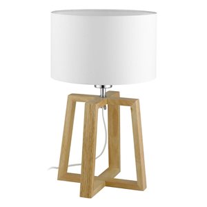 Lampe de table en bois avec abat-jour en tissu blanc Chietino 1 par EGLO de 17,38 po