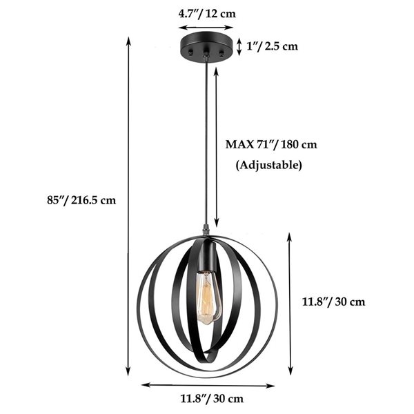 Fine Art Lighting Black Modern/contemporary Globe LED Medium (10-22 inches) Pendant light