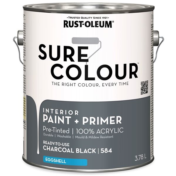 Peinture intérieure et apprêt Sure Colour noir charbon velouté 3,78 L (Paquet de 2)