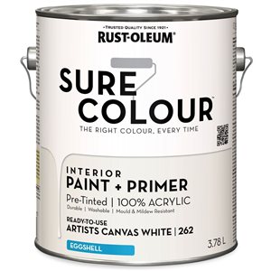 Sure Colour Interior Paint and Primer in Eggshell Art Canvas White 3.78L - 2-Pack