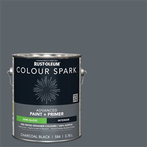 Colour Spark Interior Wall Paint Charcoal Black Semi-Gloss 3.78L - 2-Pack