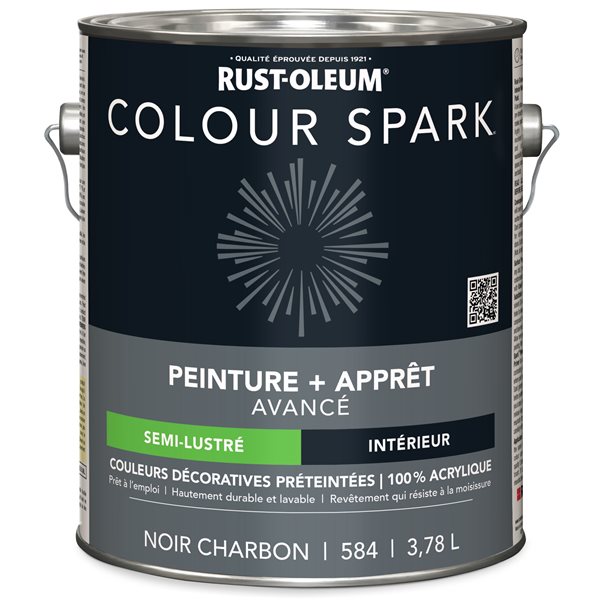 Peinture murale d'intérieur Colour Spark noir charbon semi-lustré 3,78 L (Paquet de 2)