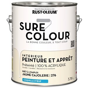 Peinture intérieure et apprêt Sure Colour jaune cajolerie velouté 3,78 L (Paquet de 2)