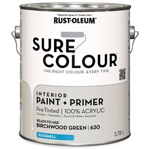 Sure Colour Interior Paint and Primer Eggshell Birchwood Green 3.78L - 2-Pack
