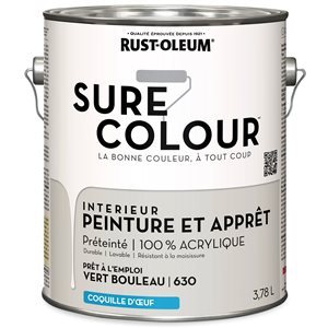 Peinture intérieure et apprêt Sure Colour vert bouleau velouté 3,78 L (Paquet de 2)