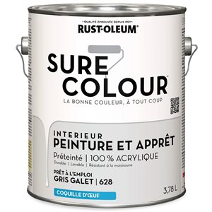 Peinture intérieure et apprêt Sure Colour gris galet velouté 3,78 L (Paquet de 2)