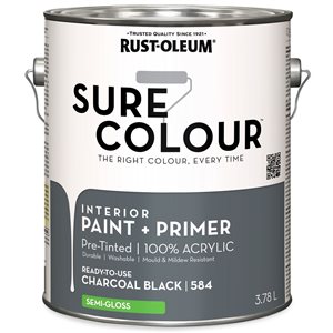 Sure Colour Paint and Primer in Semi-Gloss Charcoal Black 3.78L