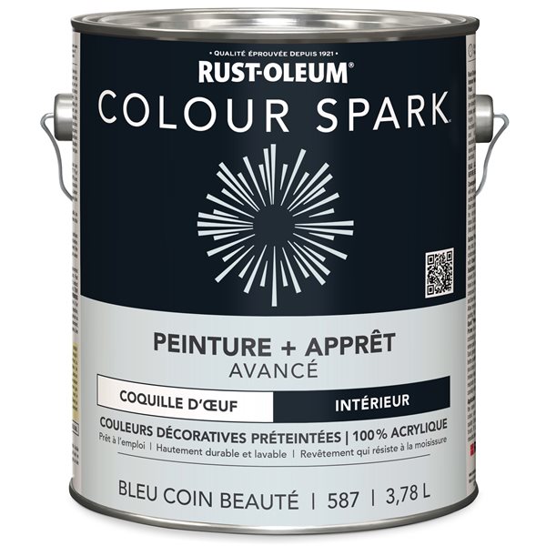 Peinture et apprêt pour intérieur Colour Spark bleu coin beauté velouté 3,78 L (Paquet de 2)