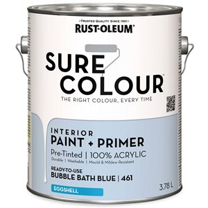 Sure Colour Interior Paint and Primer Eggshell Bubble Bath Blue 3.78L - 2-Pack