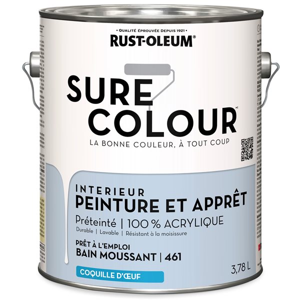 Peinture intérieure et apprêt Sure Colour bleu bain moussant velouté 3,78 L (Paquet de 2)