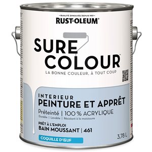 Peinture intérieure et apprêt Sure Colour bleu bain moussant velouté 3,78 L (Paquet de 2)