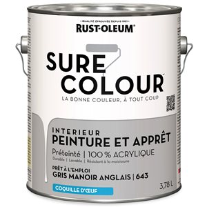 Peinture intérieure et apprêt Sure Colour gris manoir anglais velouté 3,78 L (Paquet de 2)