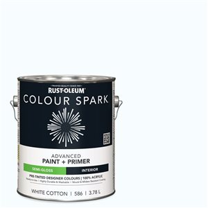 Colour Spark Interior Wall Paint White Cotton Semi-Gloss 3.78L