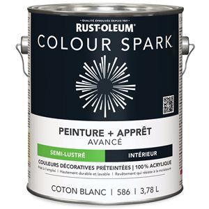 Peinture murale d'intérieur Colour Spark coton blanc semi-lustré 3,78 L (Paquet de 2)