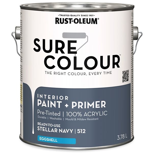 Sure Colour Interior Paint and Primer Eggshell Stellar Navy 3.78L - 2-Pack