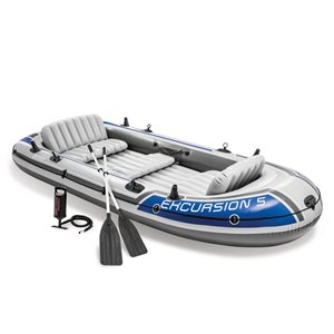 Intex Excursion 126-in x 65-in Blue 5-Person Paddle Boat Set