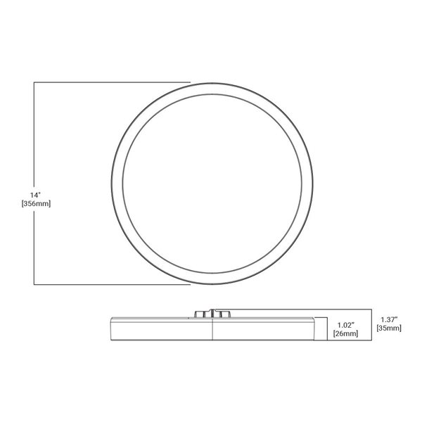 Lumière DEL à montage de surface Halo à intensité réglable de 14 po, blanc