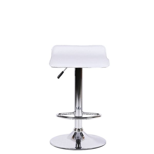 TAKE ME HOME Wendy Contemporary White Barstool with Brushed Chrome Stainless - Set of 2