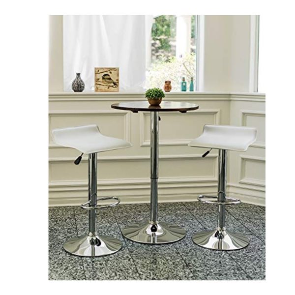 TAKE ME HOME Wendy Contemporary White Barstool with Brushed Chrome